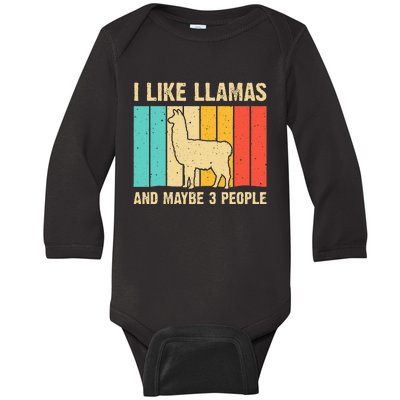 Funny Llama Design For Kids Men Women Alpaca Lover Farming Baby Long Sleeve Bodysuit