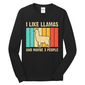 Funny Llama Design For Kids Men Women Alpaca Lover Farming Tall Long Sleeve T-Shirt