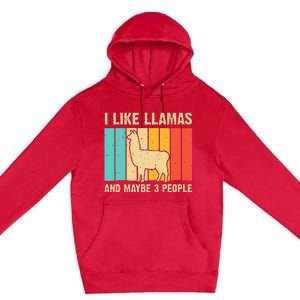 Funny Llama Design For Kids Men Women Alpaca Lover Farming Premium Pullover Hoodie