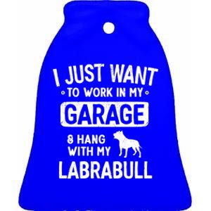 Funny Labrabull Dad Garage Hang With Great Gift Ceramic Bell Ornament