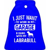 Funny Labrabull Dad Garage Hang With Great Gift Ceramic Bell Ornament