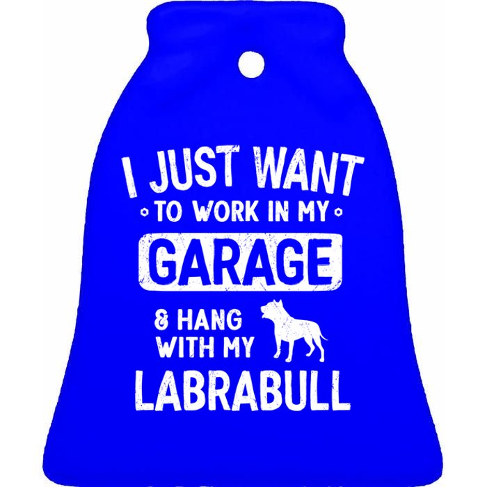 Funny Labrabull Dad Garage Hang With Great Gift Ceramic Bell Ornament