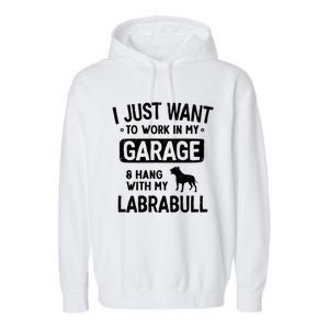 Funny Labrabull Dad Garage Hang With Great Gift Garment-Dyed Fleece Hoodie