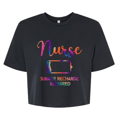 Funny Last Day Nurse Student Nurse Summer Recharge Required Bella+Canvas Jersey Crop Tee