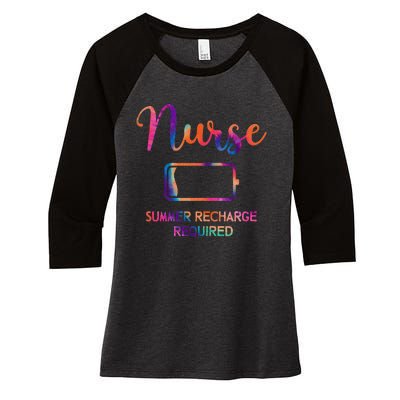 Funny Last Day Nurse Student Nurse Summer Recharge Required Women's Tri-Blend 3/4-Sleeve Raglan Shirt