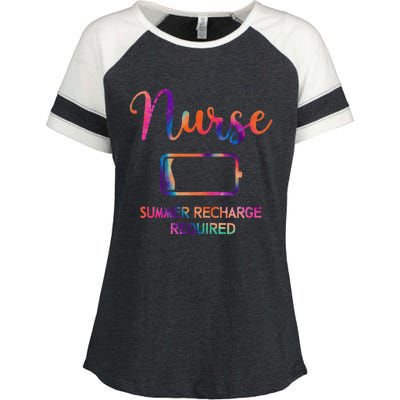 Funny Last Day Nurse Student Nurse Summer Recharge Required Enza Ladies Jersey Colorblock Tee