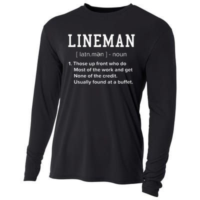 Football Lineman Definition Funny Offensive Lineman Cooling Performance Long Sleeve Crew