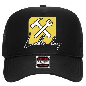 Funny Labor Day Gift High Crown Mesh Back Trucker Hat