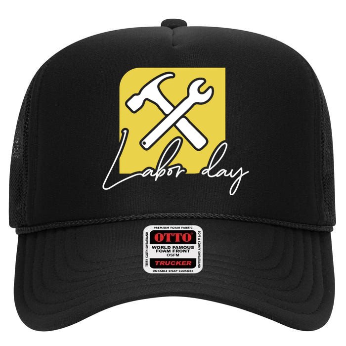 Funny Labor Day Gift High Crown Mesh Back Trucker Hat