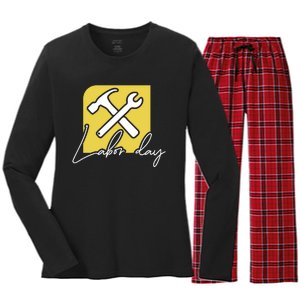 Funny Labor Day Gift Women's Long Sleeve Flannel Pajama Set 