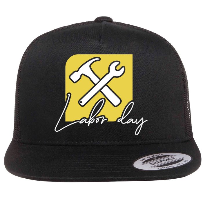 Funny Labor Day Gift Flat Bill Trucker Hat