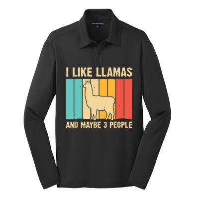 Funny Llama Design For Alpaca Lover Farming Silk Touch Performance Long Sleeve Polo