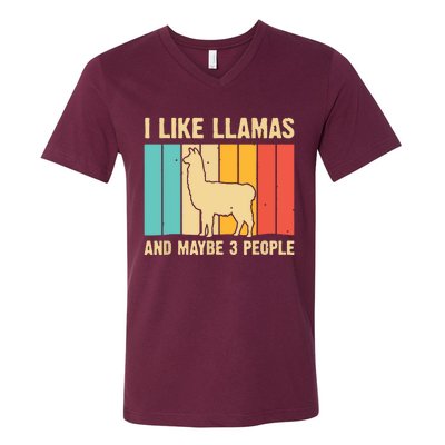 Funny Llama Design For Alpaca Lover Farming V-Neck T-Shirt