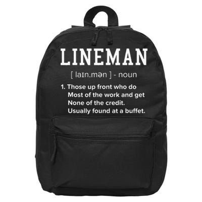 Football Lineman Definition Funny Offensive Lineman For Men 16 in Basic Backpack