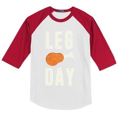 Fun Leg Day Thanksgiving Funny Gift Pilgrim Costume Turkey Day Gift Kids Colorblock Raglan Jersey