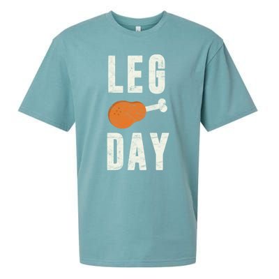 Fun Leg Day Thanksgiving Funny Gift Pilgrim Costume Turkey Day Gift Sueded Cloud Jersey T-Shirt