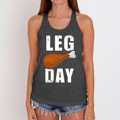 Funny Leg Day For Fitness Exercise Gym Thanksgiving Dinner Meaningful Gift Women's Knotted Racerback Tank