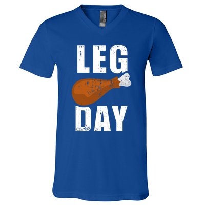 Funny Leg Day For Fitness Exercise Gym Thanksgiving Dinner Meaningful Gift V-Neck T-Shirt