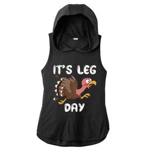 Funny Leg Day Pilgrim Thanksgiving Cotume Fast Turkey Run Cool Gift Ladies PosiCharge Tri-Blend Wicking Draft Hoodie Tank