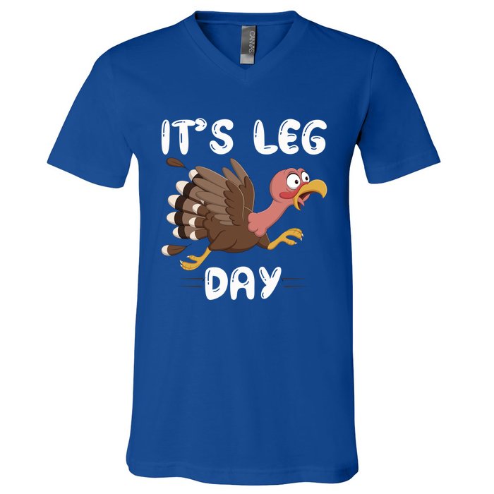 Funny Leg Day Pilgrim Thanksgiving Cotume Fast Turkey Run Cool Gift V-Neck T-Shirt