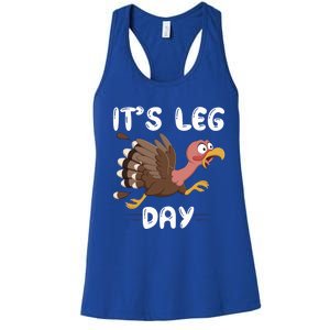 Funny Leg Day Pilgrim Thanksgiving Cotume Fast Turkey Run Cool Gift Women's Racerback Tank