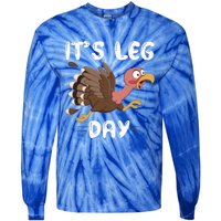 Funny Leg Day Pilgrim Thanksgiving Cotume Fast Turkey Run Cool Gift Tie-Dye Long Sleeve Shirt