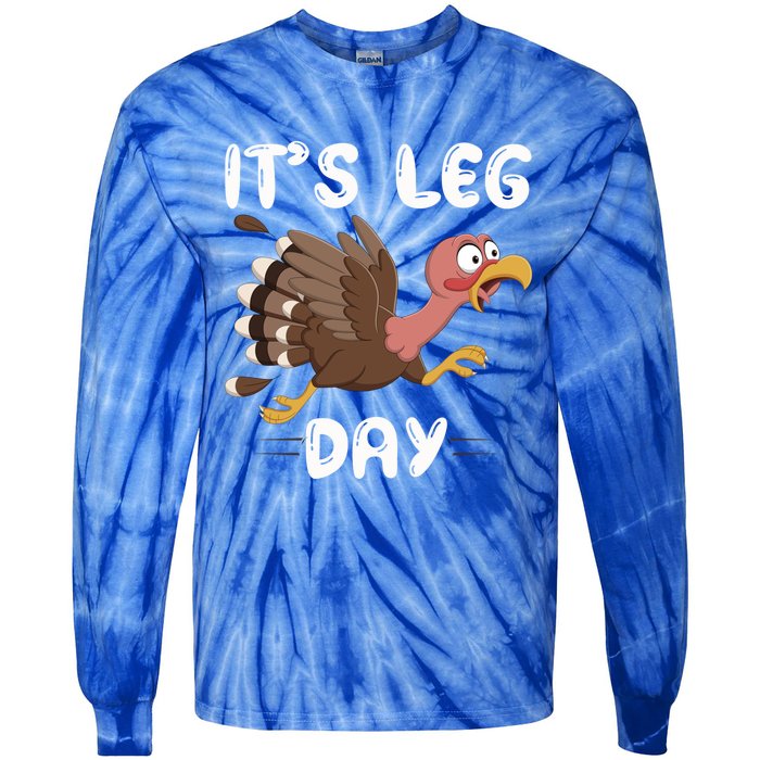 Funny Leg Day Pilgrim Thanksgiving Cotume Fast Turkey Run Cool Gift Tie-Dye Long Sleeve Shirt