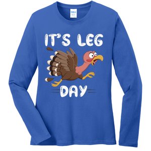 Funny Leg Day Pilgrim Thanksgiving Cotume Fast Turkey Run Cool Gift Ladies Long Sleeve Shirt