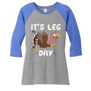 Funny Leg Day Pilgrim Thanksgiving Cotume Fast Turkey Run Cool Gift Women's Tri-Blend 3/4-Sleeve Raglan Shirt