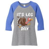 Funny Leg Day Pilgrim Thanksgiving Cotume Fast Turkey Run Cool Gift Women's Tri-Blend 3/4-Sleeve Raglan Shirt