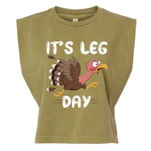 Funny Leg Day Pilgrim Thanksgiving Cotume Fast Turkey Run Cool Gift Garment-Dyed Women's Muscle Tee