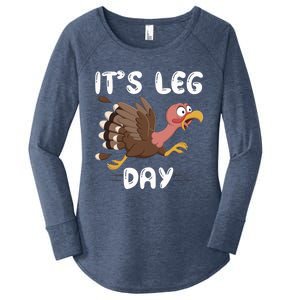 Funny Leg Day Pilgrim Thanksgiving Cotume Fast Turkey Run Cool Gift Women's Perfect Tri Tunic Long Sleeve Shirt