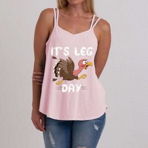 Funny Leg Day Pilgrim Thanksgiving Cotume Fast Turkey Run Cool Gift Women's Strappy Tank