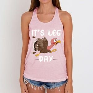 Funny Leg Day Pilgrim Thanksgiving Cotume Fast Turkey Run Cool Gift Women's Knotted Racerback Tank