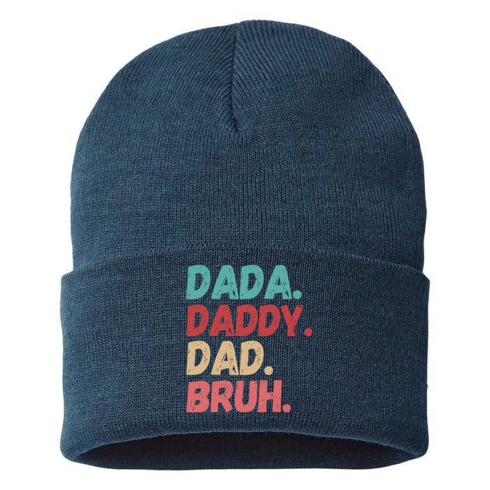 Funny Lovely Dad Trio Quote Stylish Fatherly Vibes Dada Dad Sustainable Knit Beanie