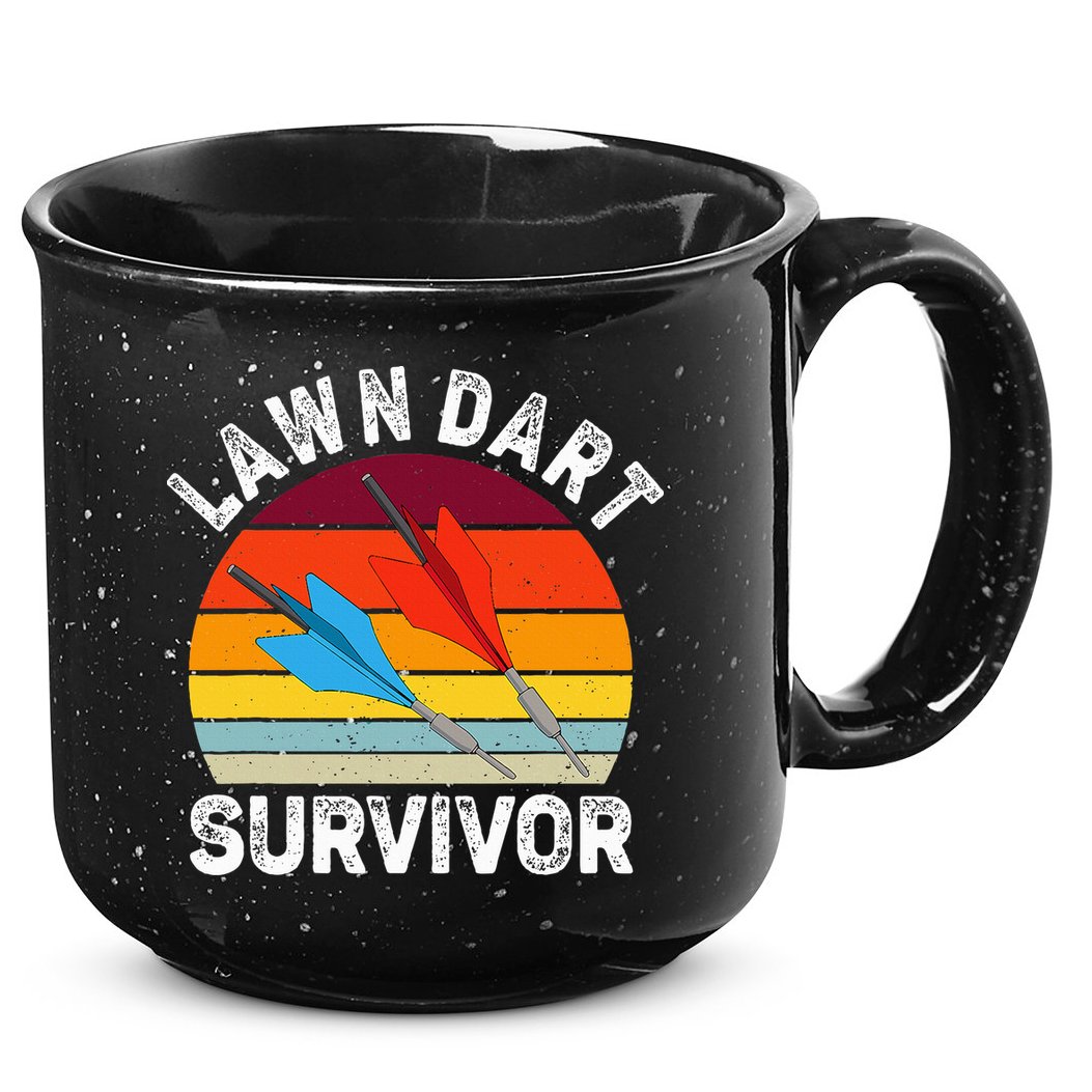 Funny Lawn Dart Survivor Retro Vintage Yard Darts Women 15oz Campfire Ceramic Mug