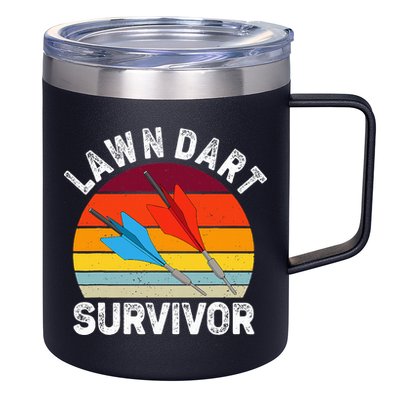 Funny Lawn Dart Survivor Retro Vintage Yard Darts Women 12oz Stainless Steel Coffee Mug