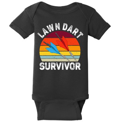 Funny Lawn Dart Survivor Retro Vintage Yard Darts Women Baby Bodysuit