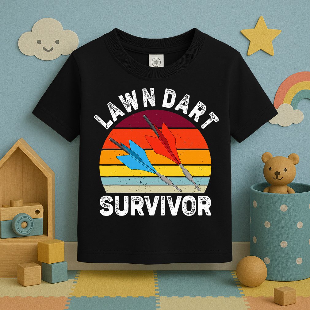 Funny Lawn Dart Survivor Retro Vintage Yard Darts Women Toddler T-Shirt