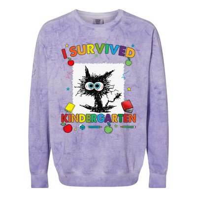 Funny Last Day Of Kindergarten I Survived Kindergarten Colorblast Crewneck Sweatshirt