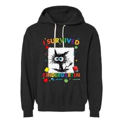 Funny Last Day Of Kindergarten I Survived Kindergarten Garment-Dyed Fleece Hoodie