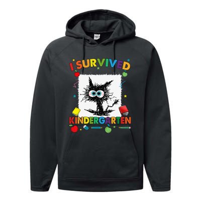 Funny Last Day Of Kindergarten I Survived Kindergarten Performance Fleece Hoodie