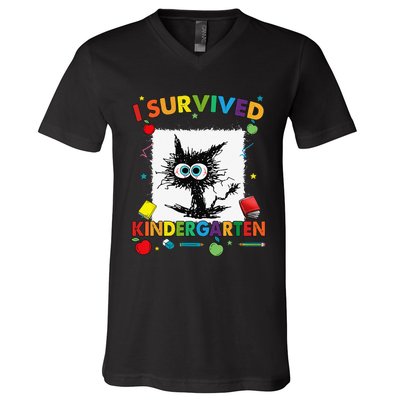 Funny Last Day Of Kindergarten I Survived Kindergarten V-Neck T-Shirt