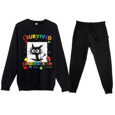 Funny Last Day Of Kindergarten I Survived Kindergarten Premium Crewneck Sweatsuit Set