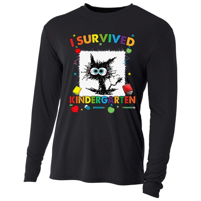 Funny Last Day Of Kindergarten I Survived Kindergarten Cooling Performance Long Sleeve Crew