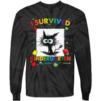 Funny Last Day Of Kindergarten I Survived Kindergarten Tie-Dye Long Sleeve Shirt