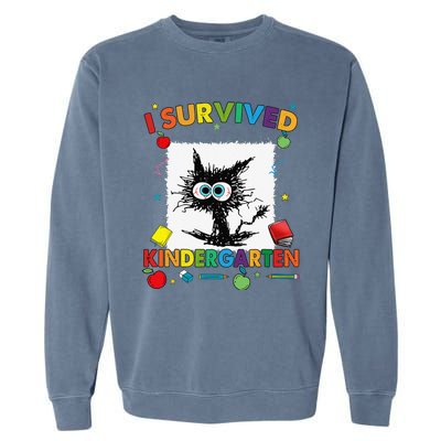 Funny Last Day Of Kindergarten I Survived Kindergarten Garment-Dyed Sweatshirt