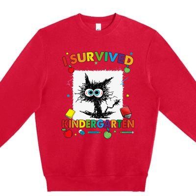 Funny Last Day Of Kindergarten I Survived Kindergarten Premium Crewneck Sweatshirt