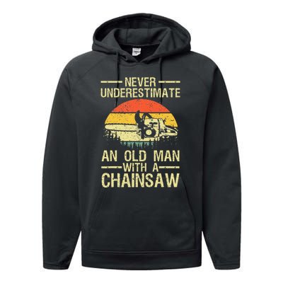 Funny Lumberjack Design For Dad Logger Arborist Chainsaw  Performance Fleece Hoodie