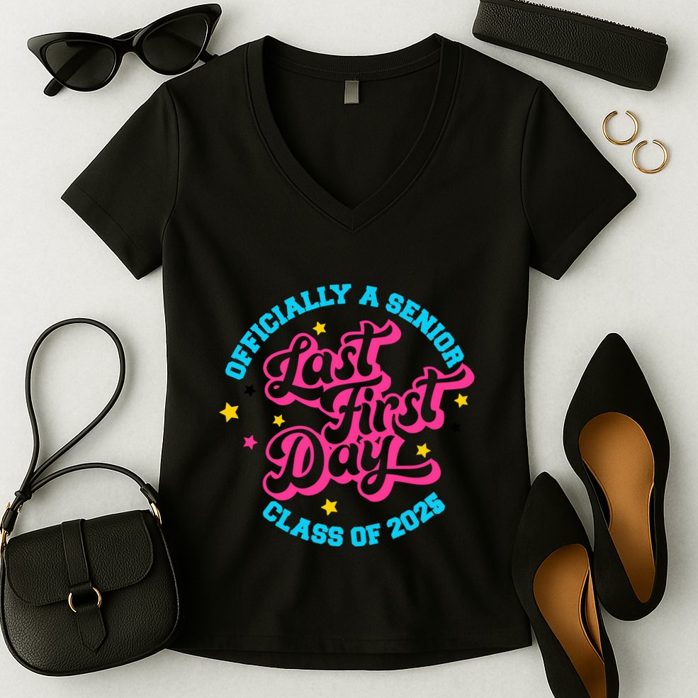First Last Day Of School Officially A Senior Class Of 2025 Women's V-Neck T-Shirt